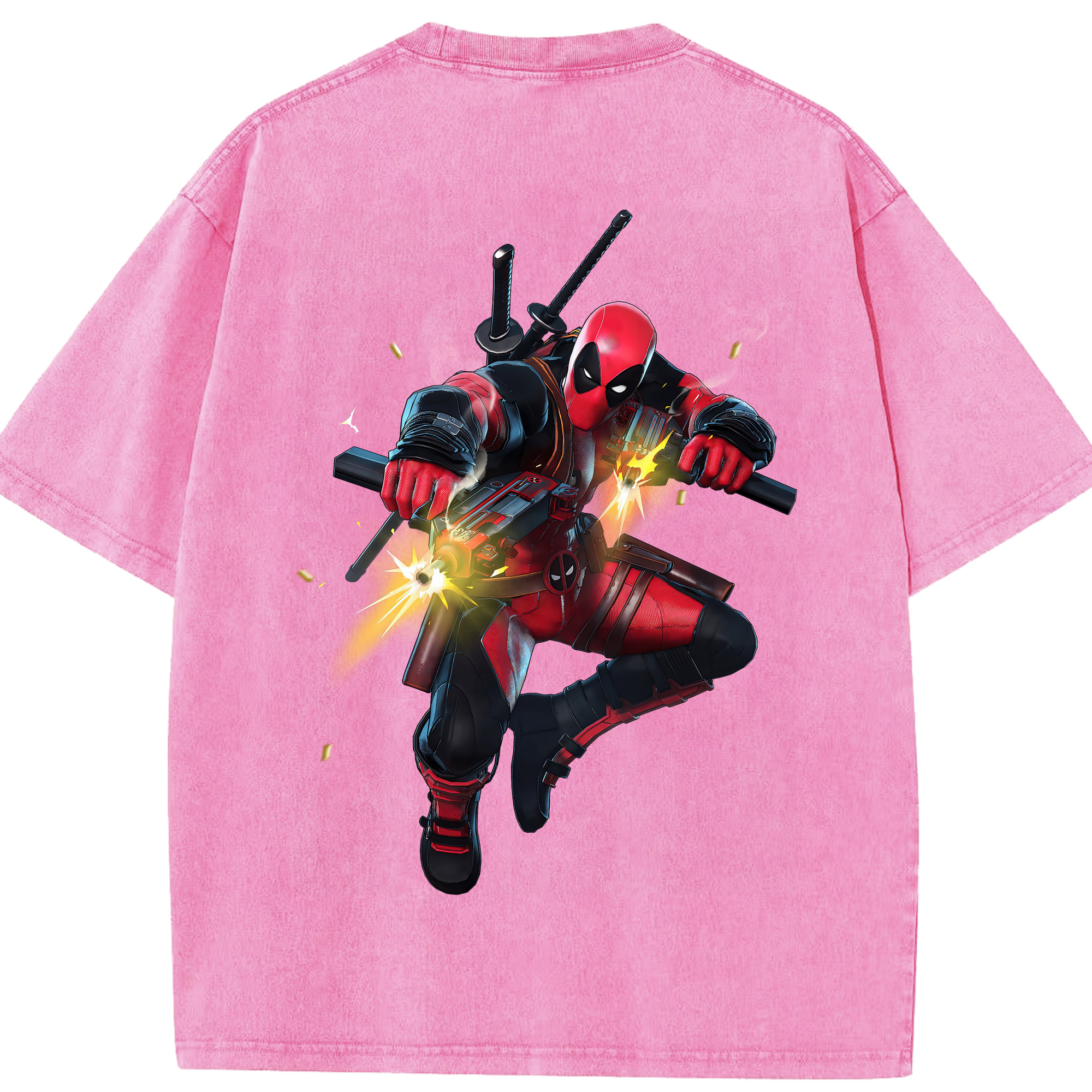 （画像用） Deadpool デッドプール 綿100% ヴィンテージ風 半袖Tシャツ（背面プリント）